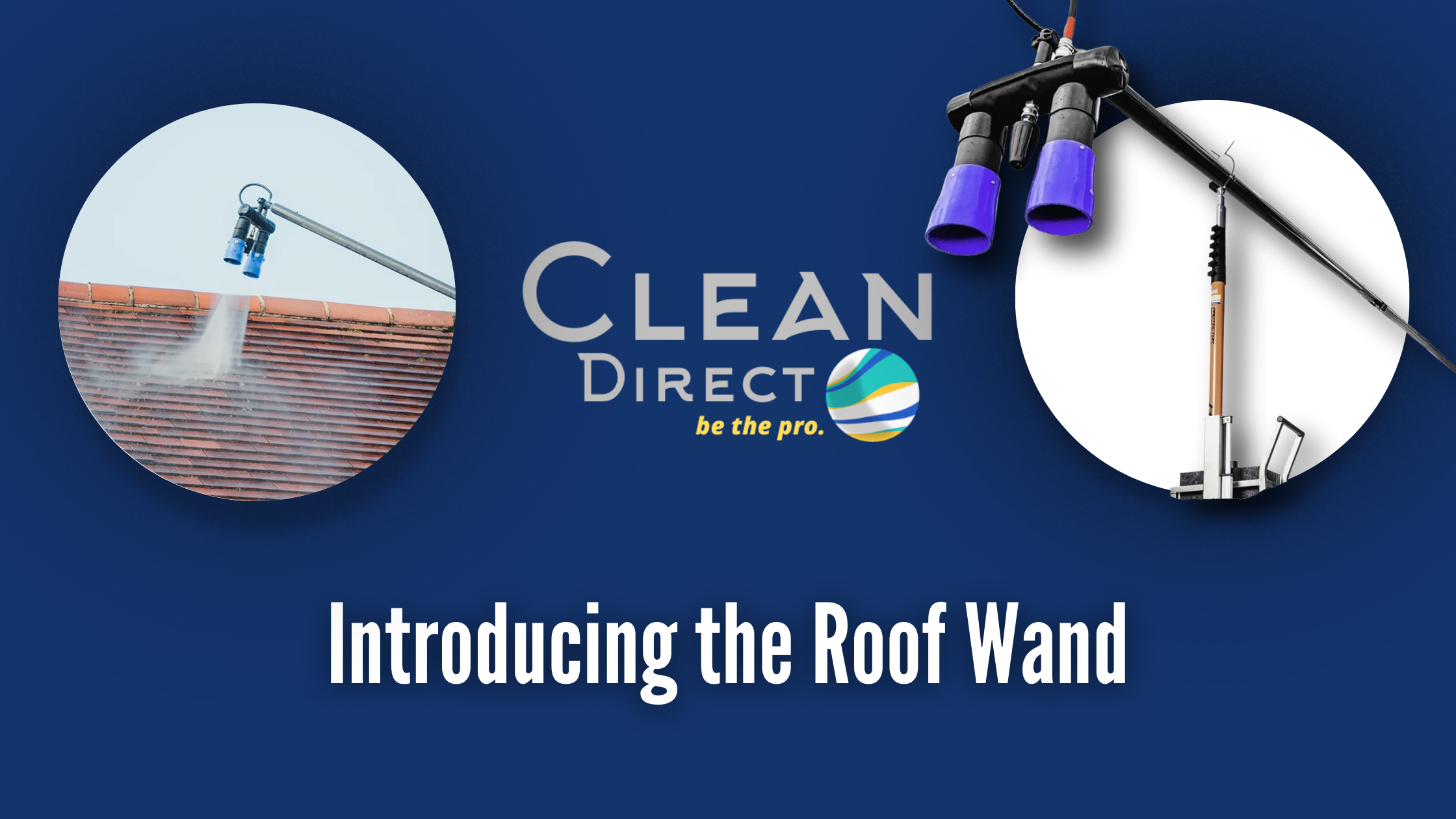 Professional roof cleaning with equipment