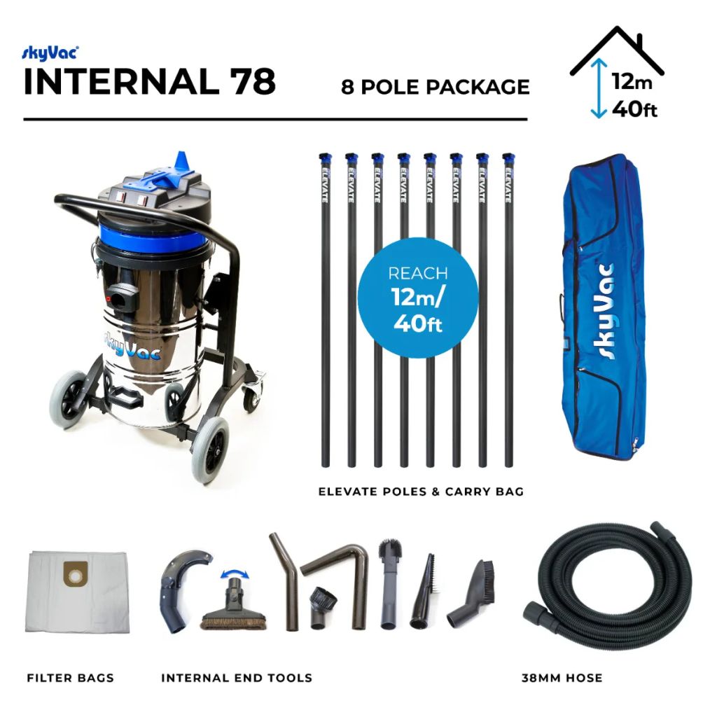 Product image displaying SkyVac Internal 78 with accessories and tools.