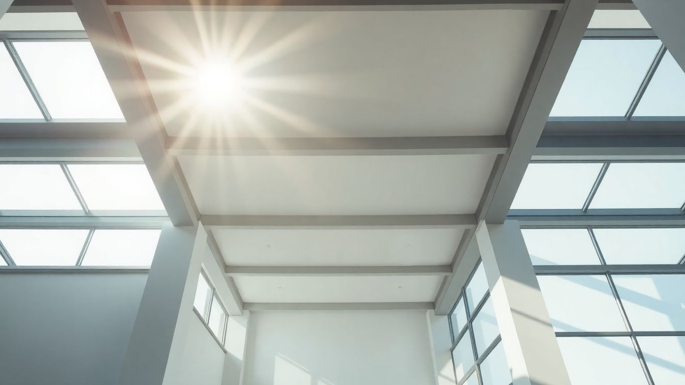 Clean, gleaming high ceiling in commercial building.