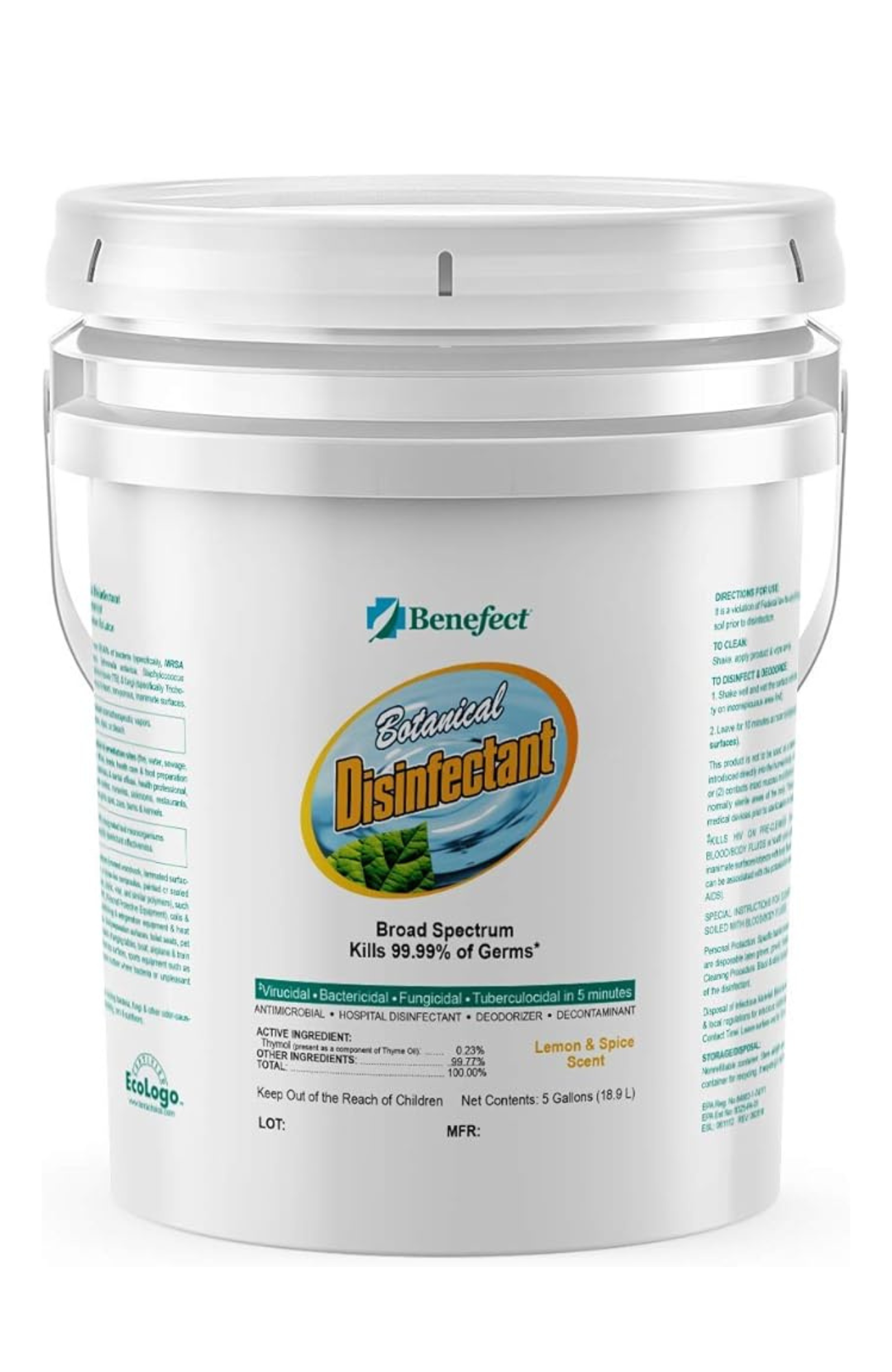 Benefect Botanical Disinfectant 5 Gallon Pail