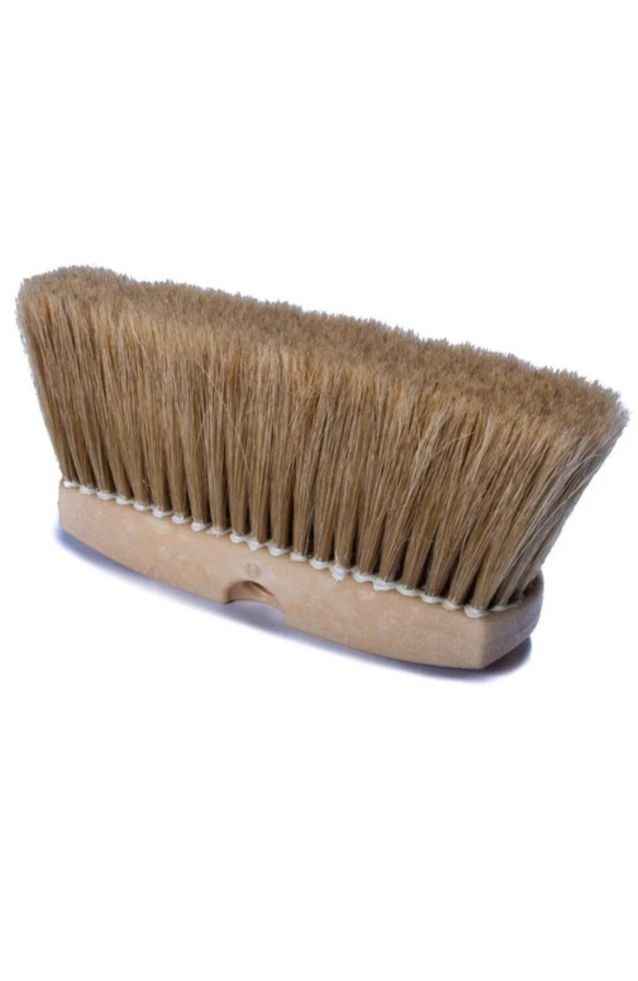 Braun Brush 701BW-375 natural white boar hair car wash brush with 3.75-inch epoxy-set fibers and solid polypropylene block featuring dual handle holes.