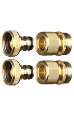 Hose Quick Connects - Male to Male Threaded Water Hose - Set of 2 Brass