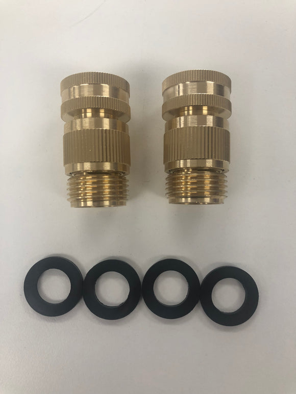 Hose Quick Connects - Male to Female Threaded Water Hose - Set of 2 Brass