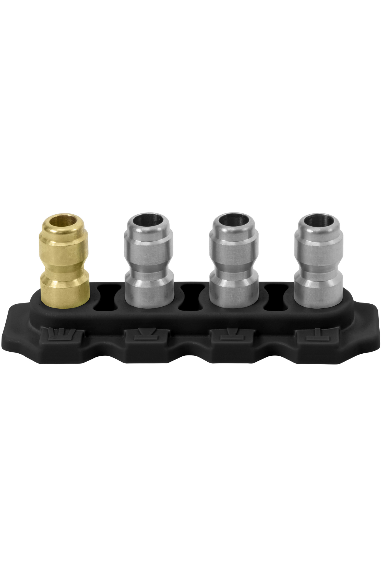 Suttner quick connect nozzle set 125852050 with 5.0 orifice, stainless steel inserts, 0–40° spray tips and soap nozzle, color-coded.