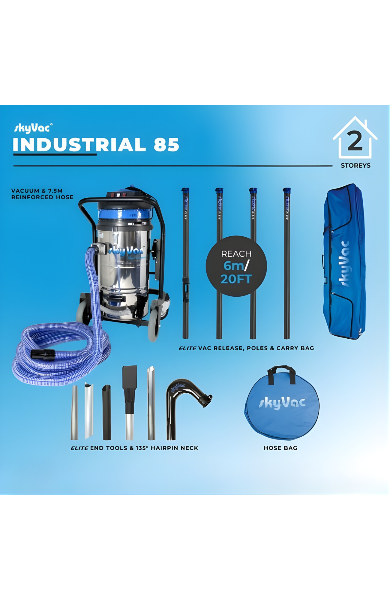 SkyVac® 85 Elite Industrial Gutter Cleaning System (You Choose)