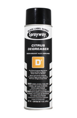 Sprayway SW286 D3 Citrus Degreaser 20 oz aerosol can, 15 oz net weight, natural citrus-based, non-chlorinated formula for fast, residue-free degreasing.