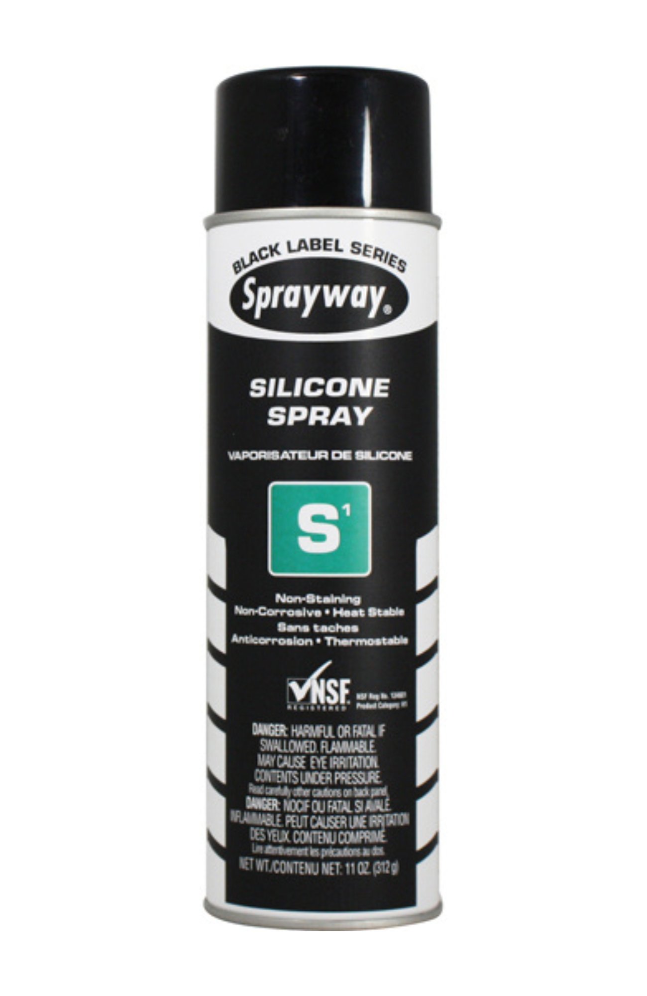 Sprayway SW292 S1 Silicone Spray 20 oz aerosol can, 11 oz net weight, light-duty non-staining lubricant approved for incidental food contact.