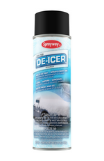 Sprayway SW758 Industrial De-Icer 20 oz aerosol can with pinpoint straw, designed to melt ice and frost from windshields, locks, and wipers safely.