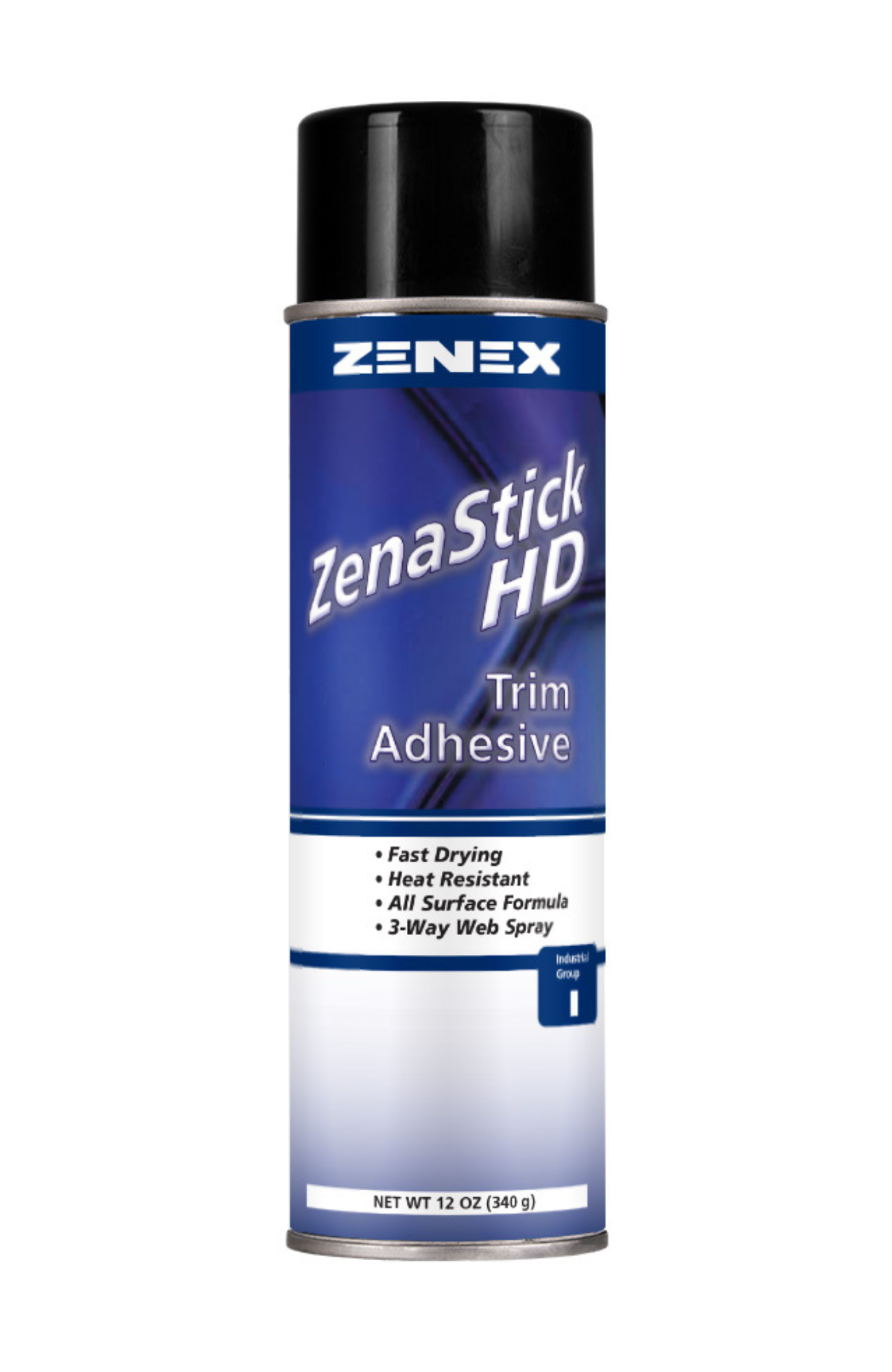 Zenex 496995 ZenaStick HD Trim Adhesive can, heavy-duty web spray adhesive with adjustable nozzle, fast-drying, heat- and moisture-resistant, for carpets, vinyl, foam, and more.
