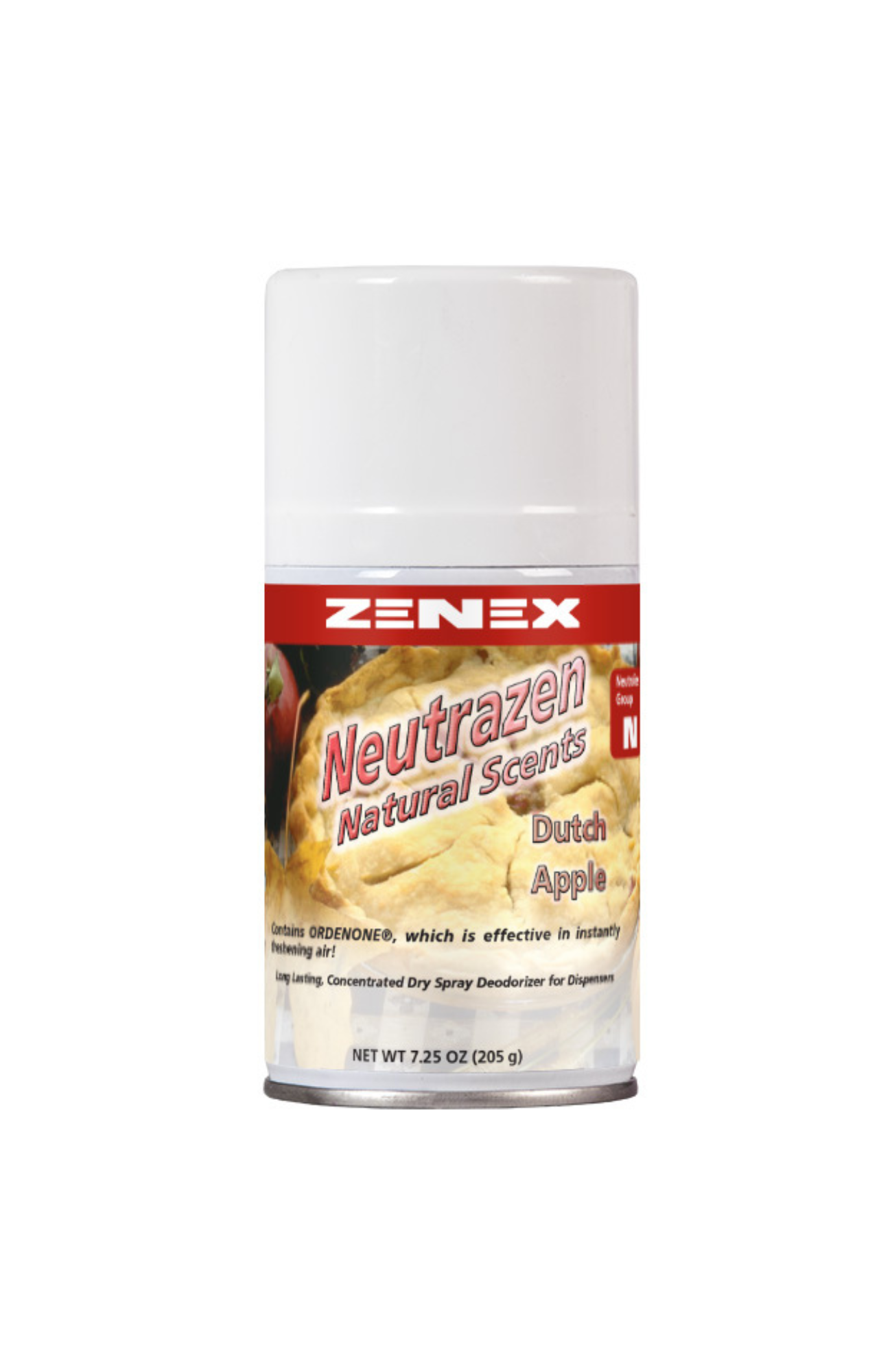 Zenex Neutrazen 491250 Dutch Apple metered air freshener with ORDENONE®. Neutralizes odors, VOC compliant, dry spray formula, long-lasting freshness.