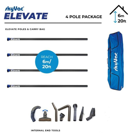 SkyVac® Elevate Clamped Poles Internal Suction 4 Pole Set