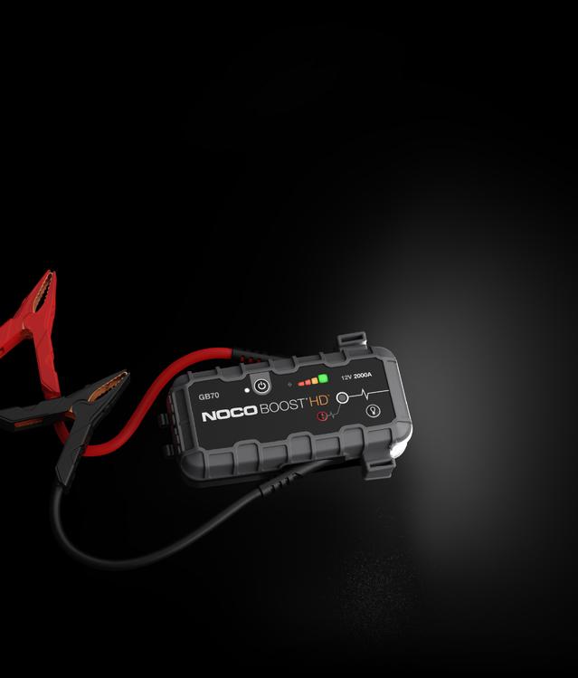 NOCO Boost GB70 with clamps and flashlight on