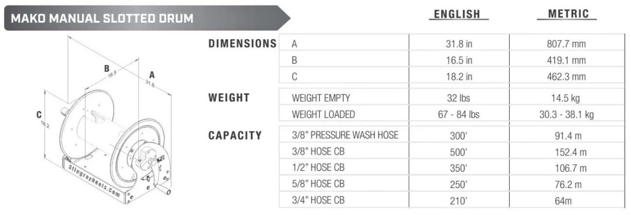 Stingray Mako 15" Hose Reel