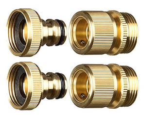 Hose Quick Connects - Male to Male Threaded Water Hose - Set of 2 Brass