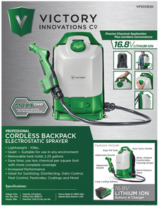 Victory Electrostatic Cordless Backpack Sprayer VP300ESK (In Stock)